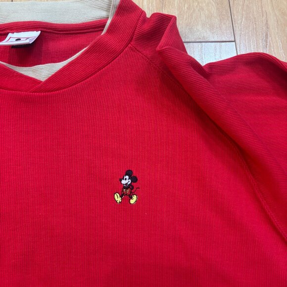 Disney Wear Mickey Embroidered Red V Neck Sweater Made USA Men's Size XL VTG - Picture 5 of 7